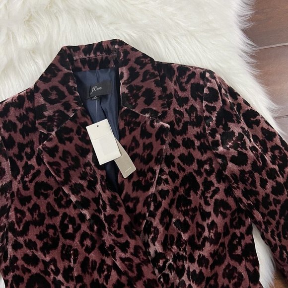 J. Crew Size 2 Velvet Leopard Print Drapey Double Breasted Blazer Jacket J9067 - Picture 3 of 9